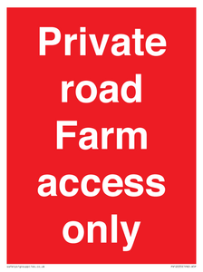 Private road Farm access only